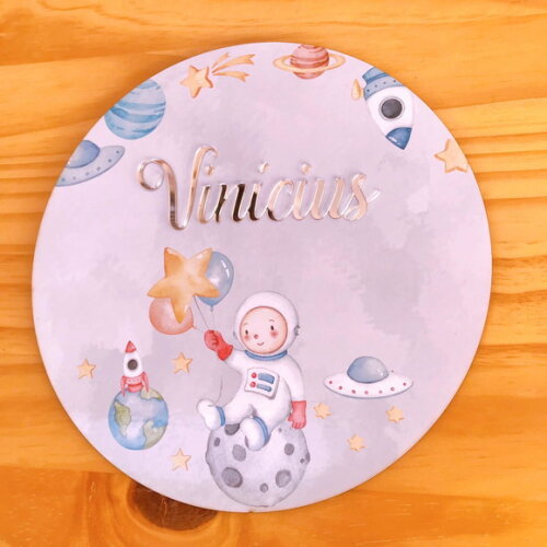 Porta Maternidade Astronauta MDF e Espelho