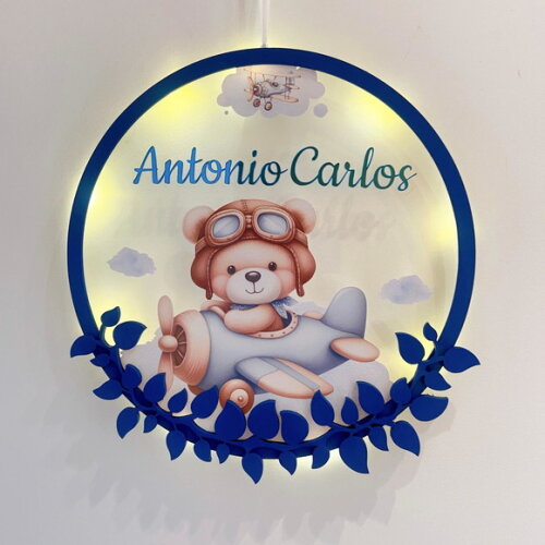 Porta Maternidade Aviador Acrílico e Espelho Led