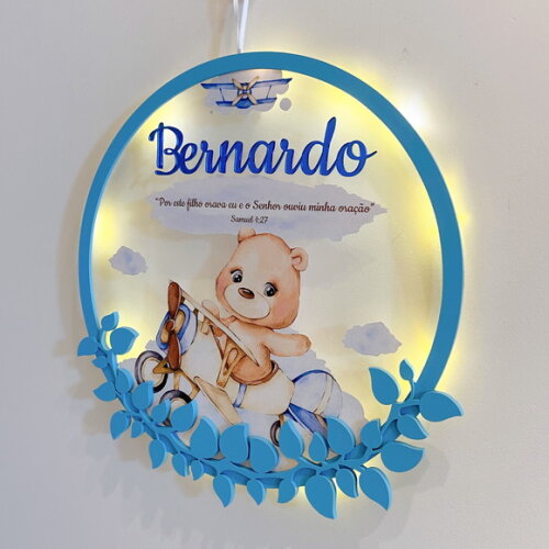Porta Maternidade Aviador Acrílico e Espelho Led