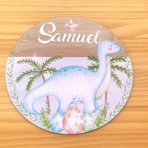 Porta Maternidade Dinossauro mdf Nome Espelhado