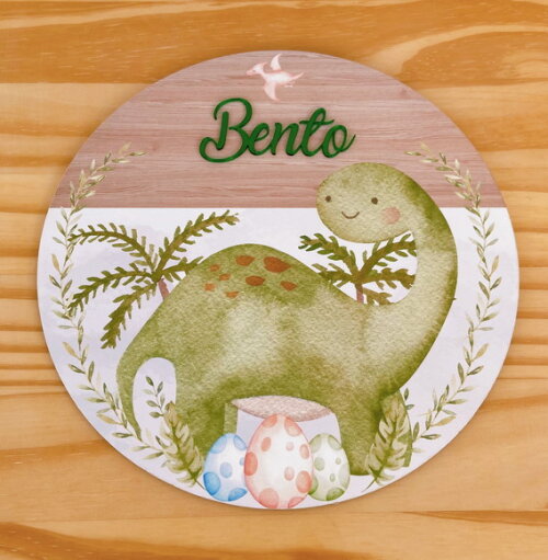 Porta Maternidade Dinossauro MDF e Espelho
