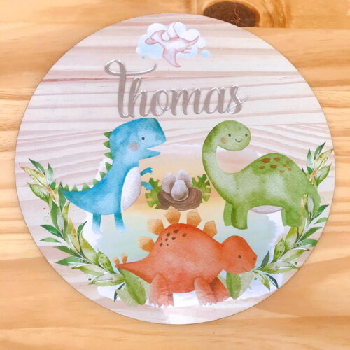 Porta Maternidade Dinossauro MDF e Espelho