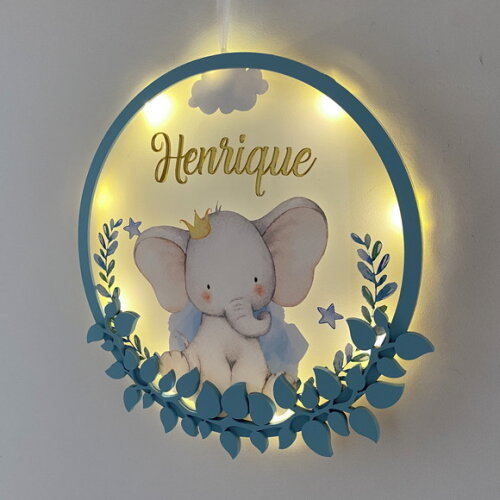 Porta Maternidade Elefantinho Acrílico e Led