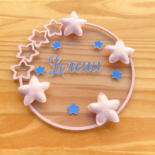 Porta Maternidade Estrelas Acrílico E Espelho