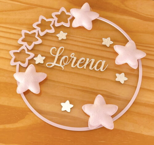 Porta Maternidade Estrelas Acrílico E Espelho