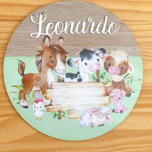 Porta Maternidade Fazendinha MDF e Espelho