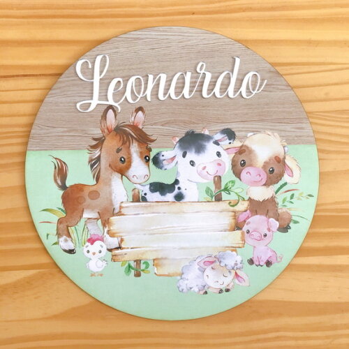 Porta Maternidade Fazendinha MDF e Espelho