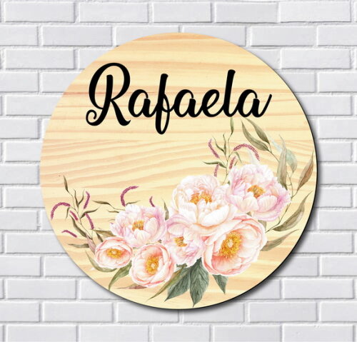 Porta Maternidade Floral MDF e Espelho