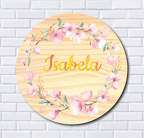 Porta Maternidade Floral mdf e Espelho