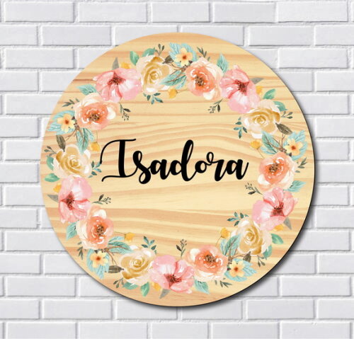 Porta Maternidade Floral MDF e Espelho