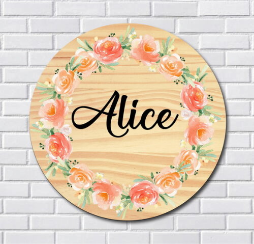 Porta Maternidade Floral MDF e Espelho