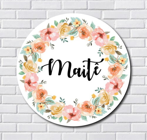 Porta Maternidade Floral MDF e Espelho