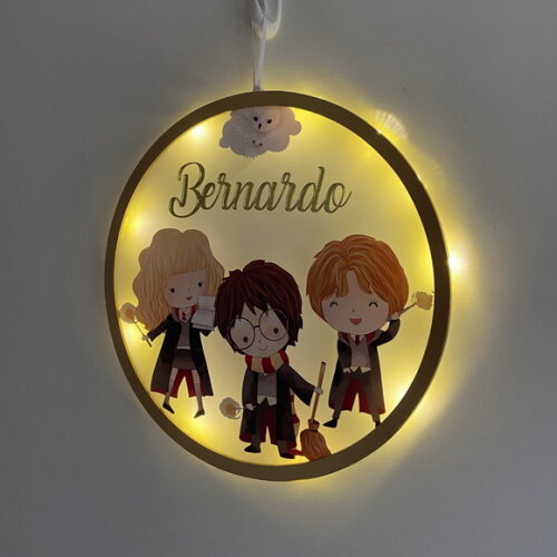 Porta Maternidade Harry Potter Acrílico e Espelho Led