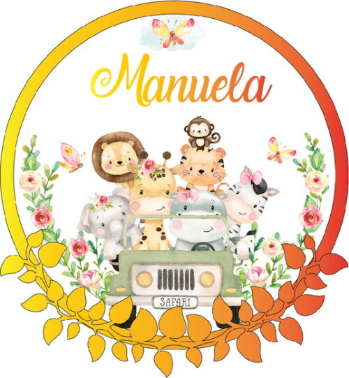 Porta Maternidade Jipe Safari Menina Acrílico e Espelho Led