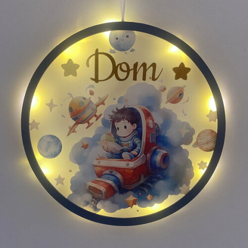 Porta Maternidade Led Astronauta Acrílico e Espelho