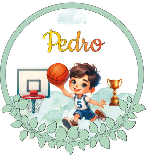 Porta Maternidade Led Basquete Acrílico e Espelho