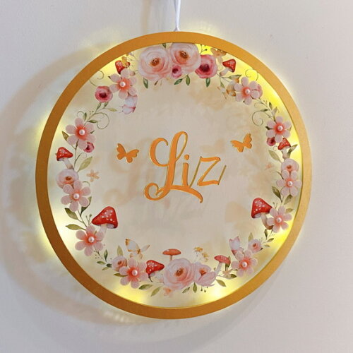 Porta Maternidade Led Floral Acrílico e Espelho