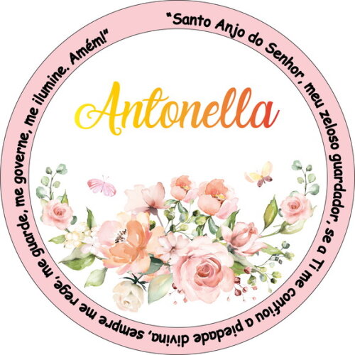 Porta Maternidade Led Floral Santo Anjo Acrílico e Espelho