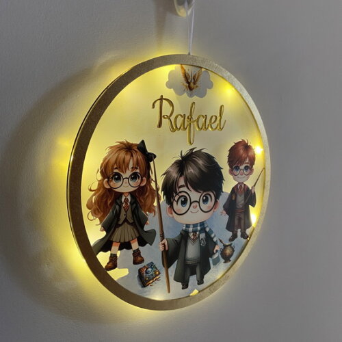 Porta Maternidade Led Harry Potter Acrílico e Espelho