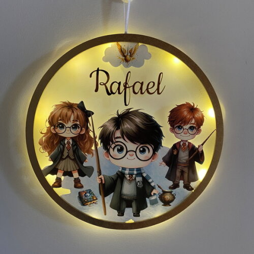 Porta Maternidade Led Harry Potter Acrílico e Espelho
