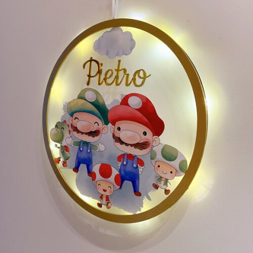 Porta Maternidade Led Mario Broz Acrílico e Espelho