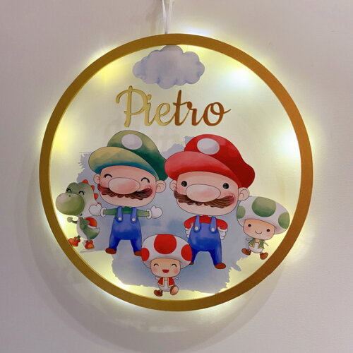 Porta Maternidade Led Mario Broz Acrílico e Espelho