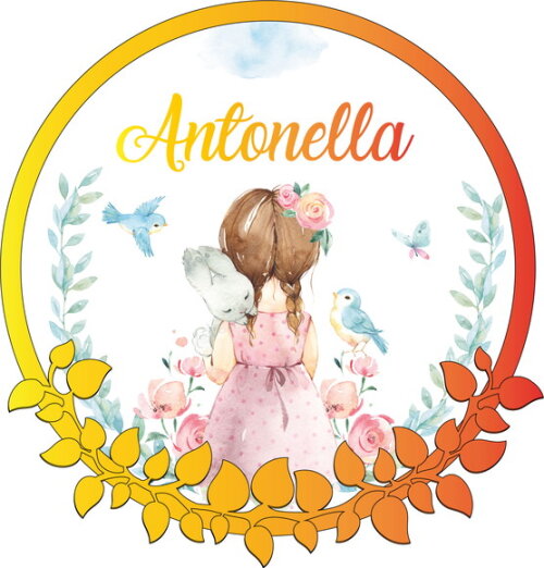 Porta Maternidade Led Menina no Jardim Acrílico e Espelho