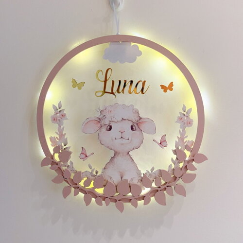 Porta Maternidade Led Ovelhinha Acrílico e Espelho