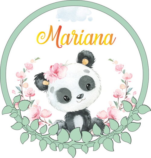 Porta Maternidade Led Ursinha Panda Acrílico e Espelho