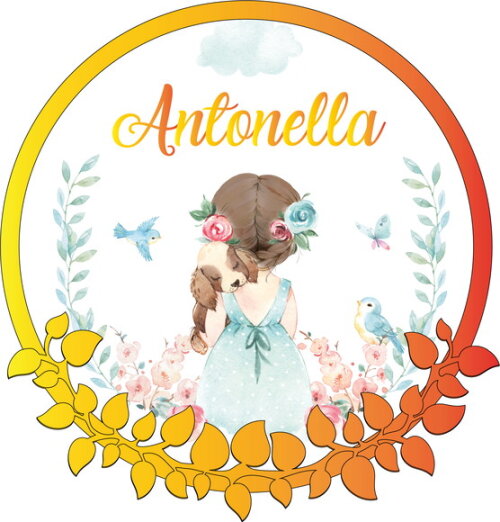 Porta Maternidade Menina no Jardim Acrílico e Espelho Led