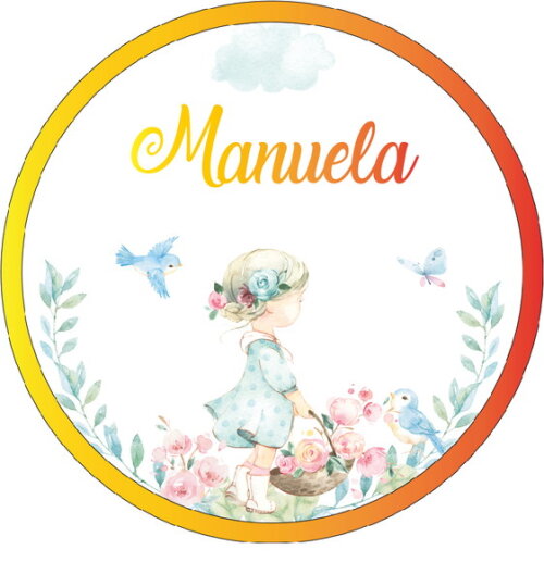 Porta Maternidade Menina no Jardim Acrílico e Espelho Led