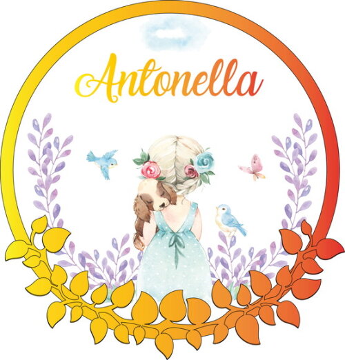 Porta Maternidade Menina no Jardim Acrílico e Espelho Led