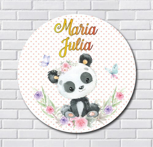 Porta Maternidade Ursinha Panda mdf Nome Espelho