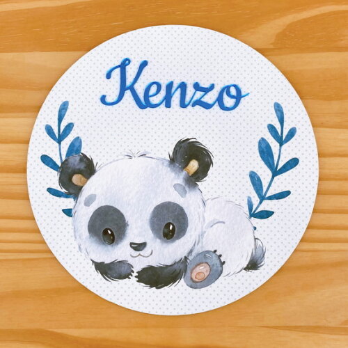 Porta Maternidade Ursinho Panda mdf Nome Espelho