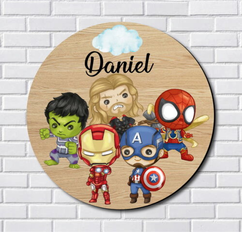 Porta Maternidade Vingadores Nome Espelho