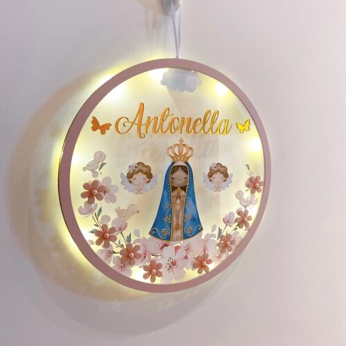 Porta Maternidade Nossa Senhora Acrílico e Espelho Led