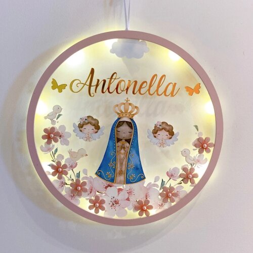 Porta Maternidade Nossa Senhora Acrílico e Espelho Led