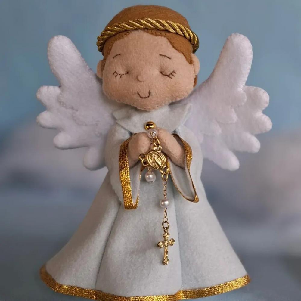 Anjinho em feltro 15 cm azul