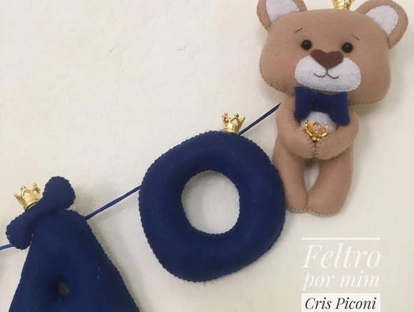 Varal com nome em feltro urso príncipe