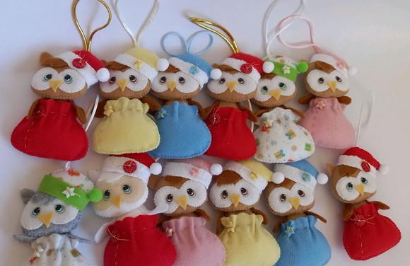 Pingente para Arvore de Natal Corujinha em Feltro