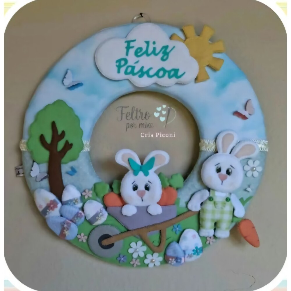 Guirlanda de pascoa casal de coelhos