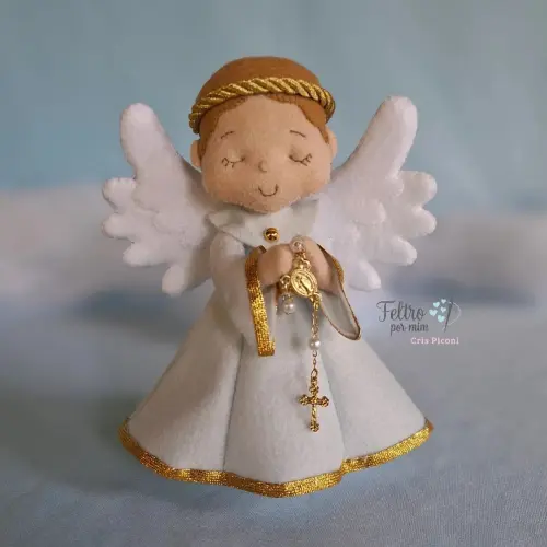 Anjinho em feltro 15 cm azul