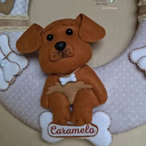Guirlanda bem vindo pet Caramelo em feltro