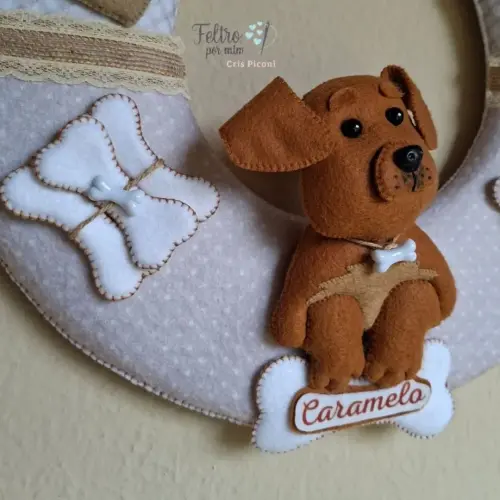 Guirlanda bem vindo pet Caramelo em feltro