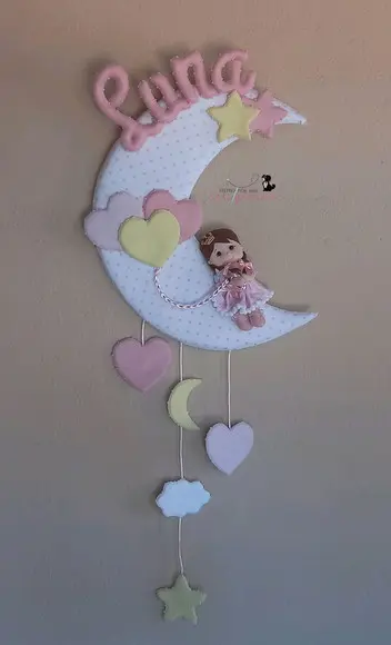 Enfeite para porta maternidade gatinha na lua