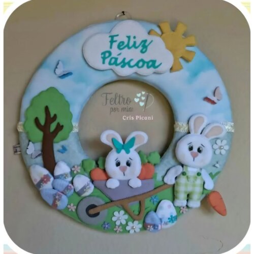 Guirlanda de pascoa casal de coelhos
