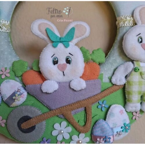 Guirlanda de pascoa casal de coelhos
