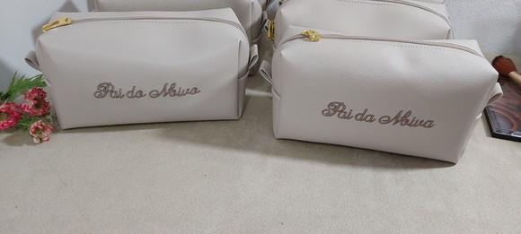 Necessaire em Couro Areia Personalizada