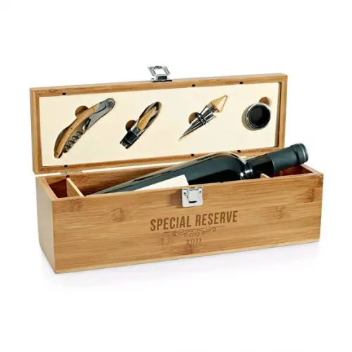 15 Kit Vinho Personalizado Premium em Bambu | Brinde Sofisti