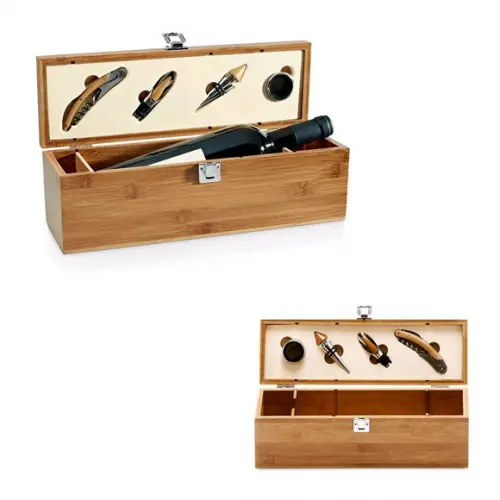 15 Kit Vinho Personalizado Premium em Bambu | Brinde Sofisti